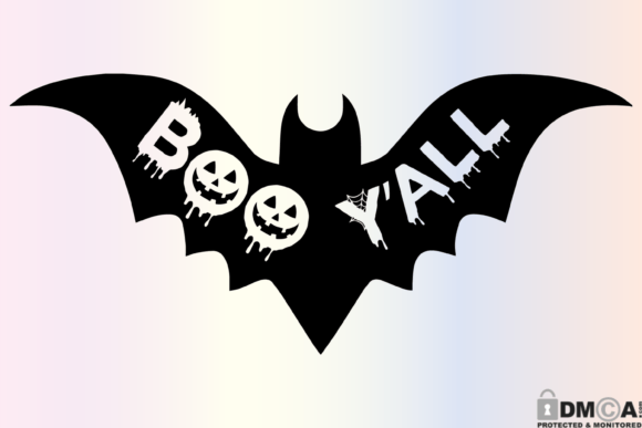 Boo Y All Funny Halloween Bat SVG PNG for Print Templates and Graphics