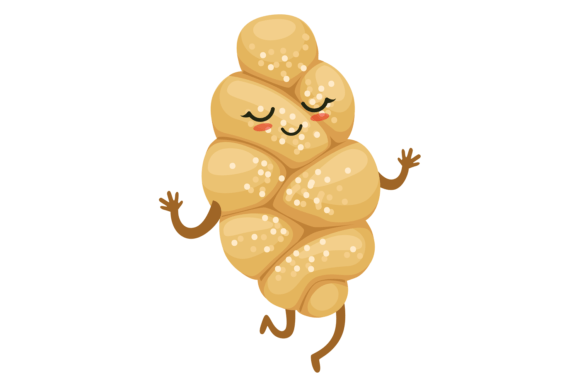 Challah Cartoon Bakery Mascot for Graphics and Illustrations