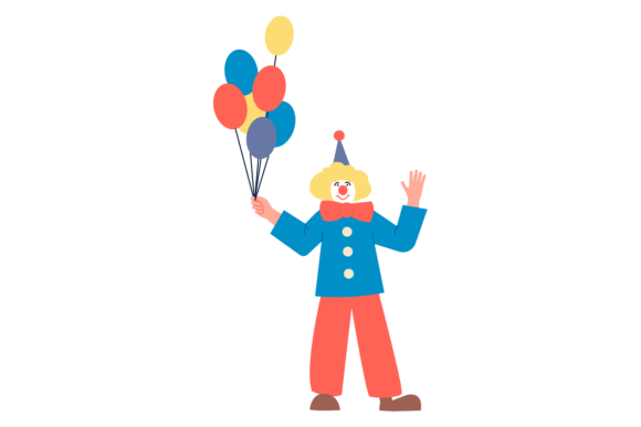 Clown with Colorful Balloons Graphic for Blog and Website Use
