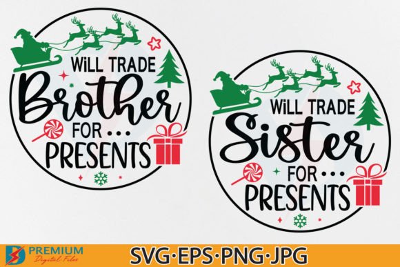 Fun Christmas Brother Sister SVG PNG
