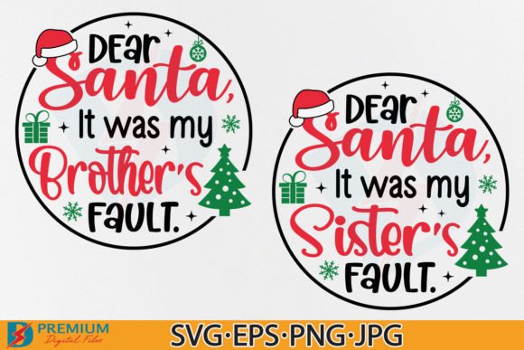 Fun Christmas Brothers Sisters SVG PNG Graphics for T-Shirt Designs