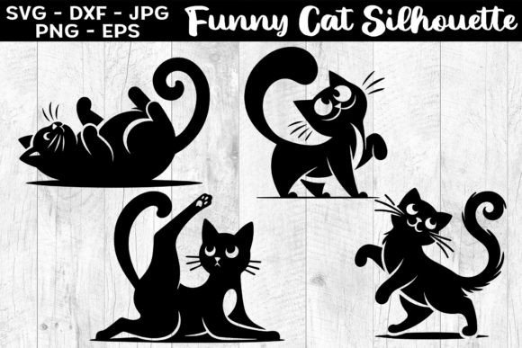 Funny Cat Silhouettes SVG EPS PNG – A Versatile Graphic Design Asset
