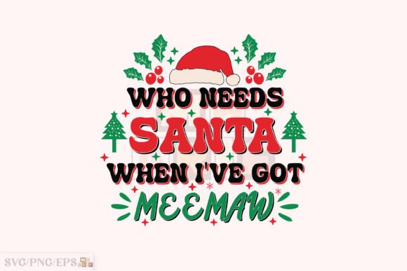 Funny Christmas Meemaw Kid SVG Design Graphics T-Shirt Designs