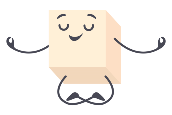 Funny Sugar Cube Mascot in Lotus Pose