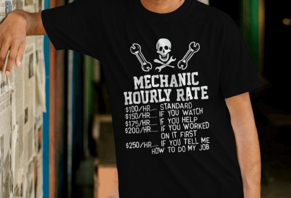 Graphic Asset for T-Shirt Designs: Mechanic Hourly Rate Svg