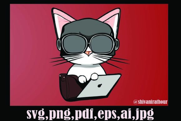 Smart Funny Cat Graphics for Creative Projects