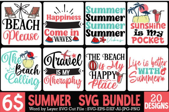 Summer SVG Bundle for T-Shirt Designs and Graphics