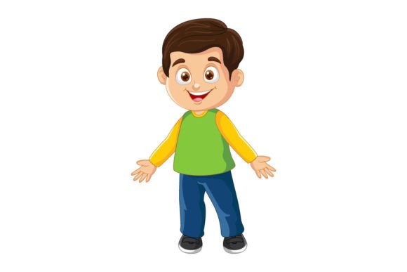Vector Cartoon Funny Little Boy Posing Graphics